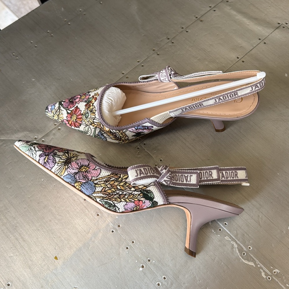 Christian Dior j’adior stiletto sling pump lilac multi color floral sz 41 - Picture 4 of 11